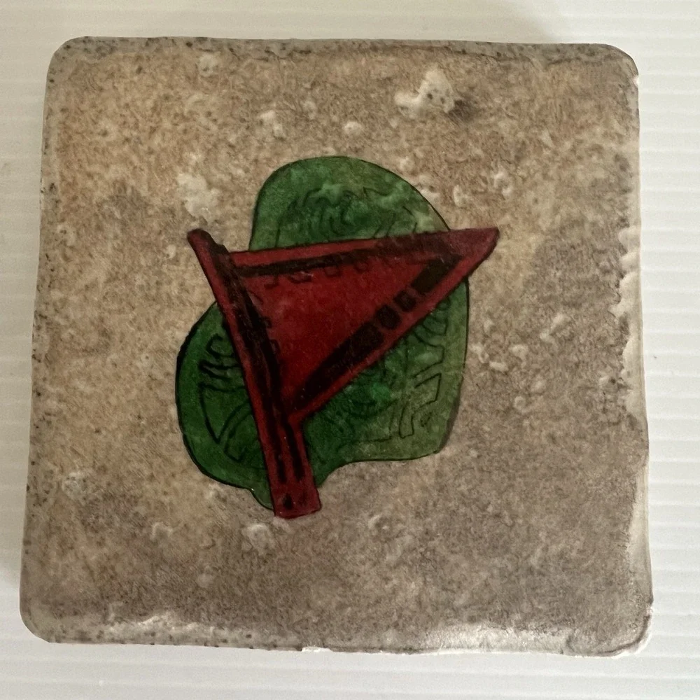 Golf Theme Stone Coaster Set of 4 Handcrafted In Colorado USA Cork Backing
